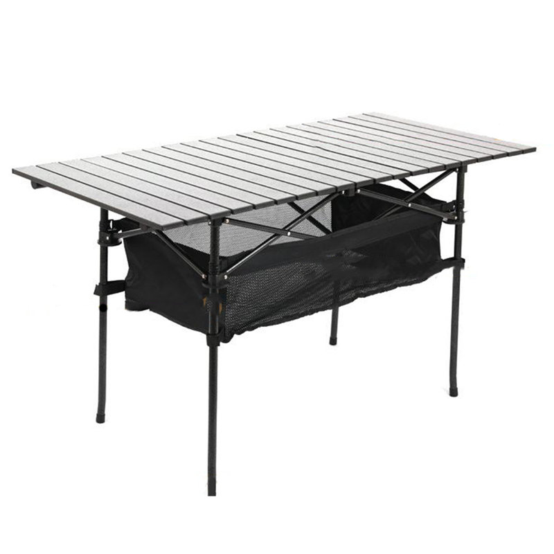 Janeth Rectangular Folding Outdoor Camping Table With Umbrella Hole , 27'' in. W 9'' in. D