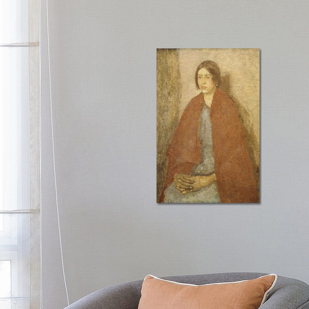 Young Woman In A Red Shawl, von Gwen John - Galerie-verpackte Leinwand Giclée