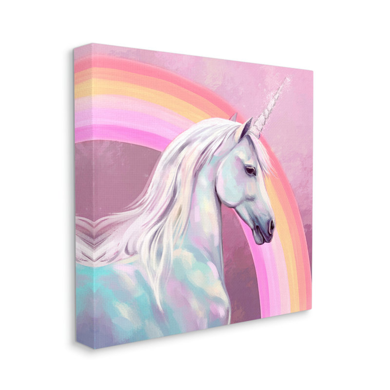 Licorne et arc-en-ciel sur toile par Ziwei Li, H 24 po x l 24 po x P 1,5 po