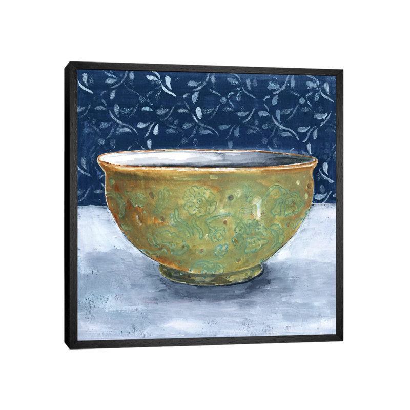 Golden Bowl by Miri Eshet - Painting on Canvas, Black Framed, 66.04 cm H x 66.04 cm W