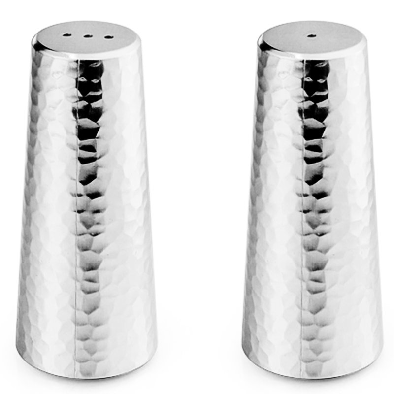 Matte Silver Hammered Salt and Pepper Shaker Set