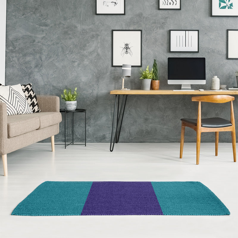 Tapis à rayures bleu foncé/mauve foncé, Rectangle 5 pi x 7 pi