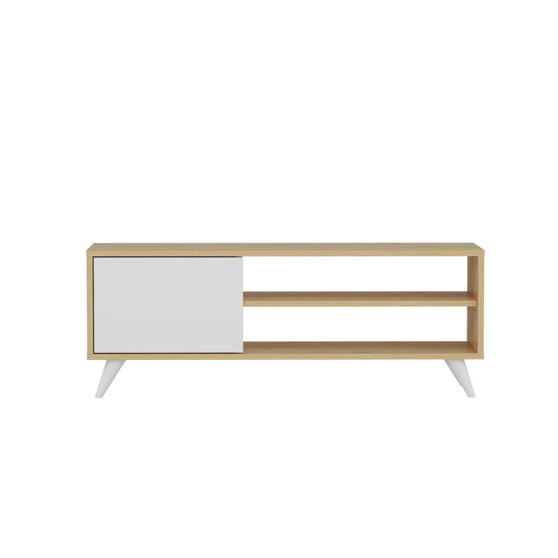 Unité de TV, Blanc / Chêne