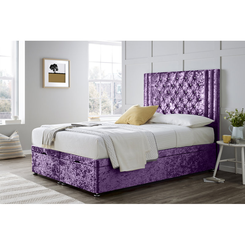 Divan Bed with 54" Floorstanding Headboard, Purple, Double (4'6)