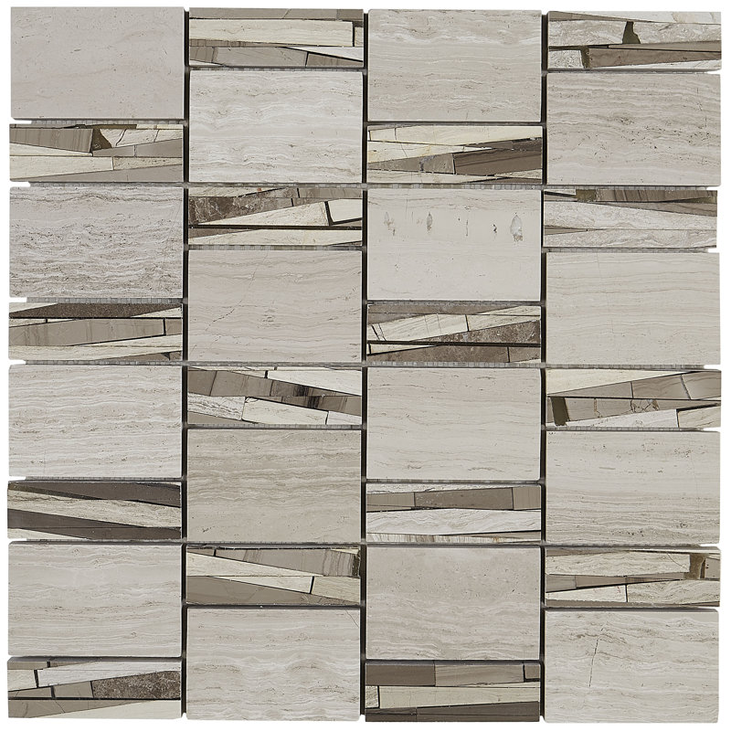 Stone Mosaics Abstract 12" x 12" Polished Natural Stone Field Tile in Chenille White