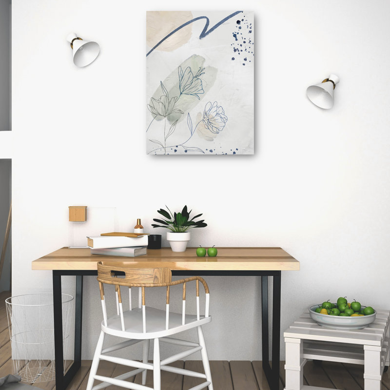 Organic Gardening Abstract Floral Canvas Art Print in Neutral Tones