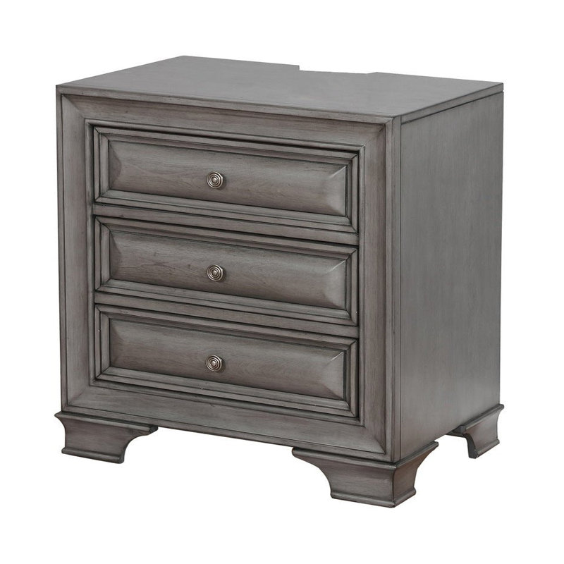 Table de chevet avec USB, gris, Gris