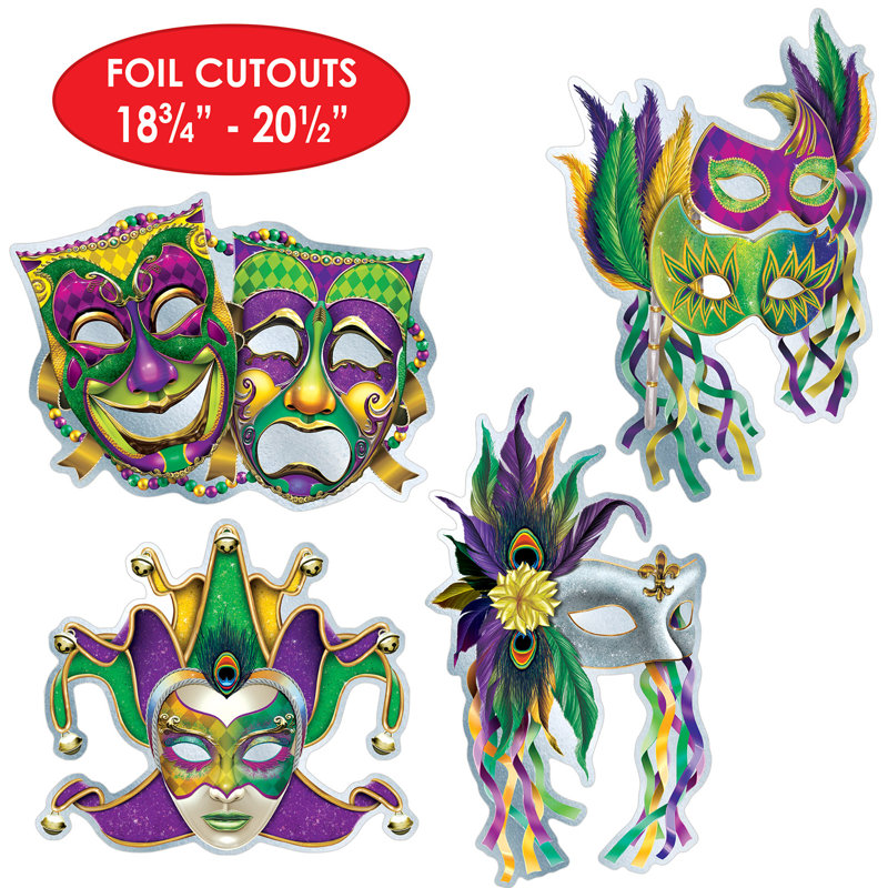 Découpes de masque Mardi Gras métallisé