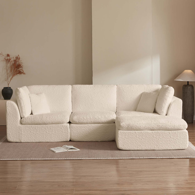 Canapé modulaire 110 po avec repose-pieds Cloud, Chenille beige