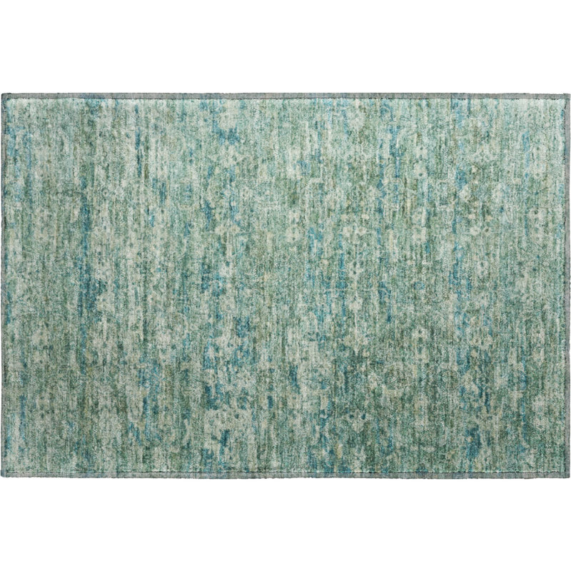 Premium Machine Washable Mayfield AMF2324 Ikat Rug, 1'8" x 2'6", Teal