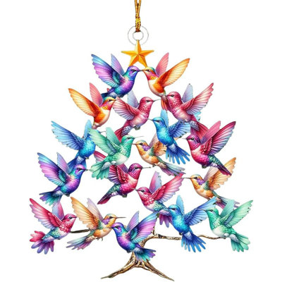 Hummingbird Ornament Gifts Hummingbird Lover Colorful Stack Hummingbird Home Decor Double Sided Acrylic Hummingbird Ornaments Festival Gifts For Family
