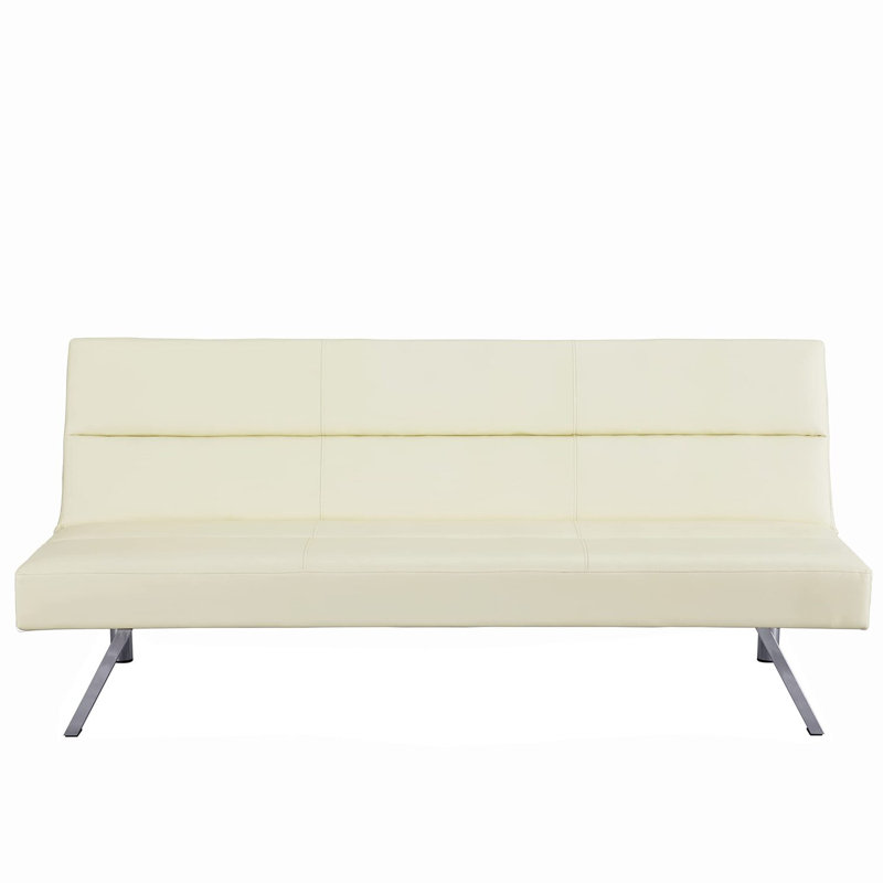 Canapé-lit futon, canapé futon en similicuir, canapé-lit pliant convertible moderne avec pieds chromés, mini canapé inclinable