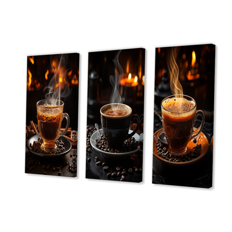 «Cuba Aroma Coffee Harmony», ensemble de 4 impressions sur toile de paysage cubain, H 40 po x l 60 po, Toile tendue