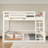 Full XL over Queen Bunk Bed with Ladder, Guardrails, Pegboard & Bookshelf, Beige-775548860-775548851