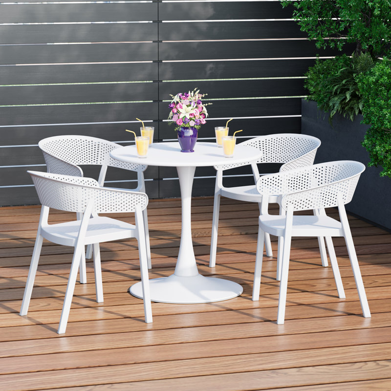 Outdoor Round Dining Set, White