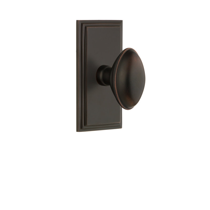 Grandeur Carré Plate Privacy with Eden Prairie Door Knob, 2 3/4", Timeless Bronze