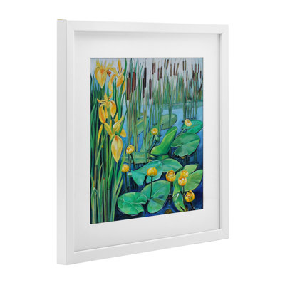 «Blooming Water Lilies Pond», reproduction encadrée sous verre, design par Violeta Vollmer