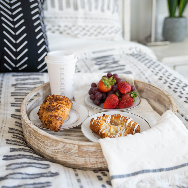 Acacia Wooden Tray Rectangular Coffee Breakfast Bread Fruit