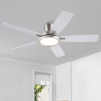 Ventilateur de plafond encastré moderne de 52 po avec lumières et télécommande, réversible et 5 pales à double face