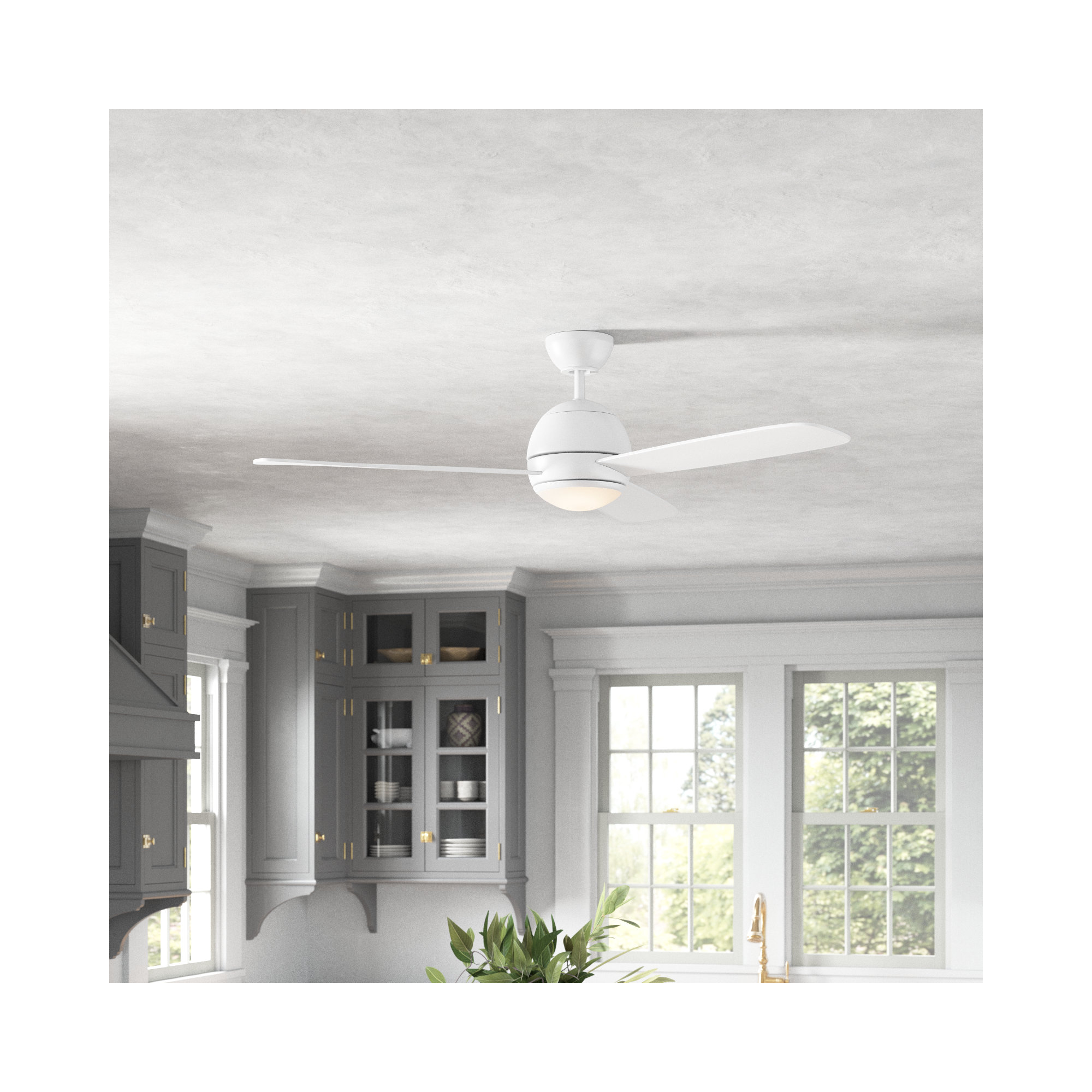 Erina 52'' 3 Blade Ceiling Fan with LED Light Kit, Matte White, Matte White