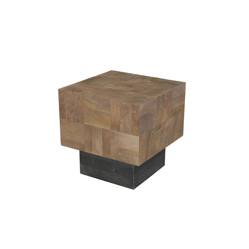 HomeRoots 22" Black And Brown Solid Wood Square End Table