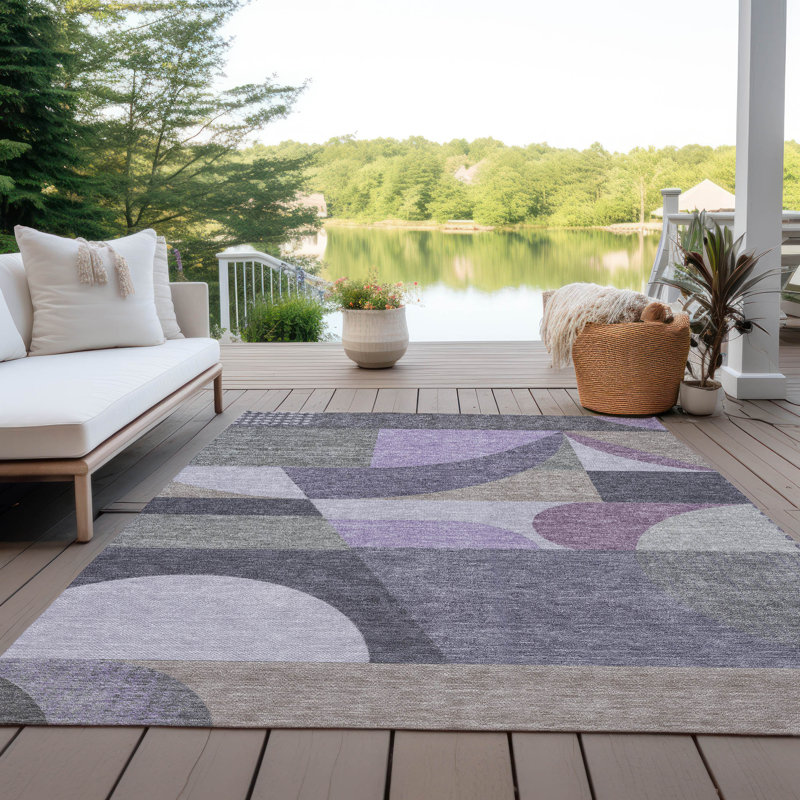 Aeleth Purple Washable Indoor-Outdoor Rug - , 10' x 14'