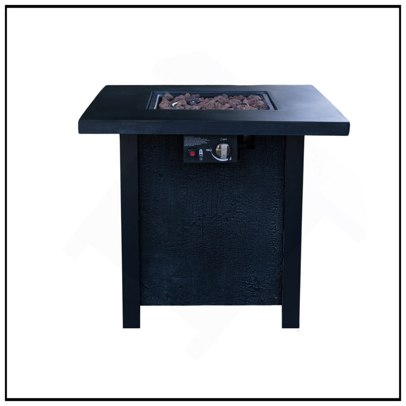 Foyer de table d'extérieur au gaz propane de 25 po de hauteur - procédé de sculpture résistant aux températures élevées de 50 000 BTU pour des matériaux écologiques avec l'effet du grain de tissage du rotin