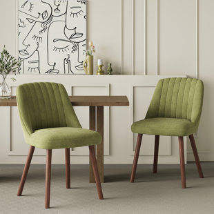 Modern Upholstered Dining Chairs with Solid Wood Legs (Set of 2)