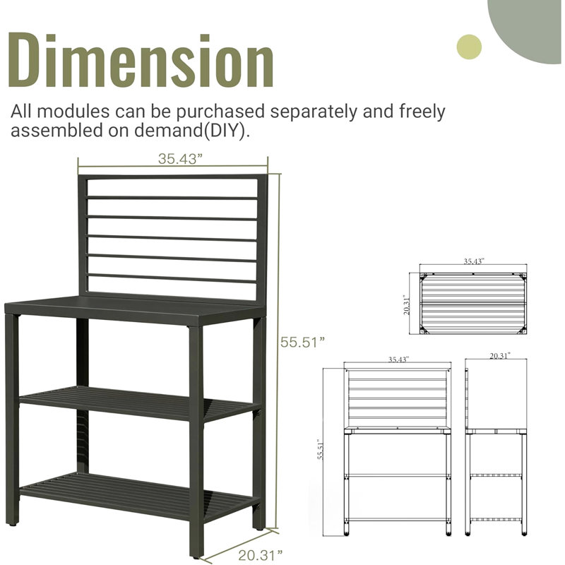 Freestanding Outdoor Kitchen Counter In Grey, Aluminum Build, Double Storage, Food-Safe Surface, Protective Cover, Adjustable Leveler Feet For Decks Grey Countertop Island, Counter, Stable