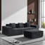 Canapé-lit modulaire en velours côtelé avec repose-pieds et coussins CozyForm - noir-890961841