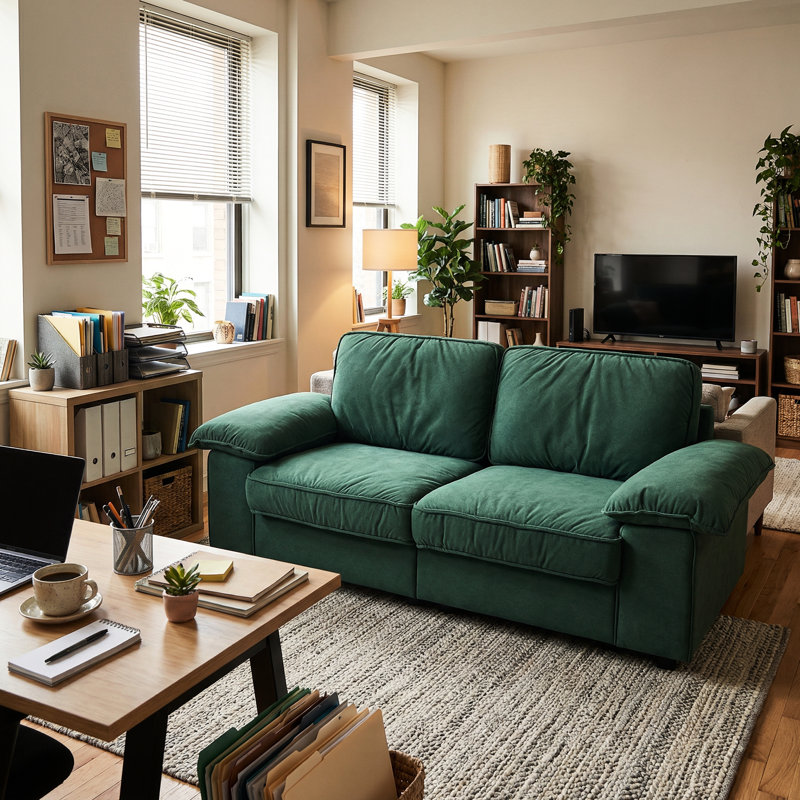 Canapé 2 places en velours avec rangement caché pour petits appartements, 79 pouces de long, condos à compartiments avec sièges et pieds, dossier confortable en mousse