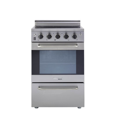 Cuisinière électrique autoportante en verre 23,5 po à 4 éléments et 2,3 pieds cubes avec four à convection Prestige