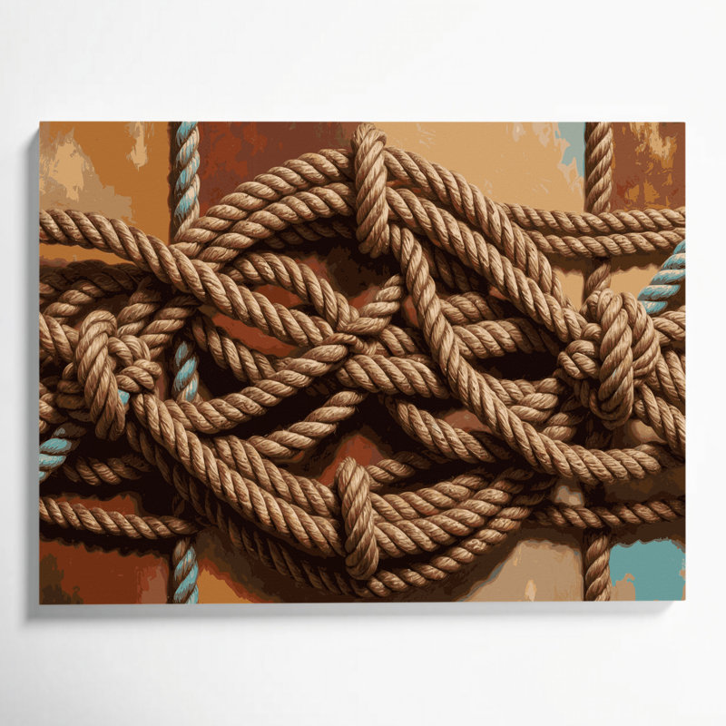 Southwestern Cowboy Lasso and Rope 71 Brown Canvas Wall Art, H 12 po x l 18 po