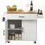 Kitchen Island Cart with Solid Wood Top & Multiple Storage Racks