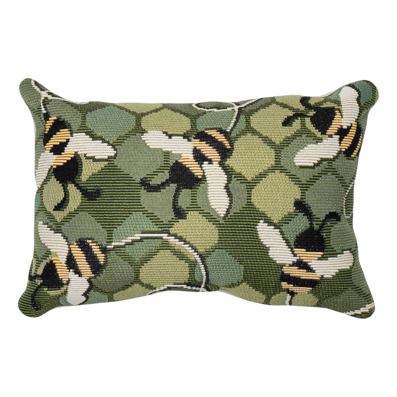Marina Bee Free Indoor/Outdoor Throw Pillow, Green, 12" x 18"