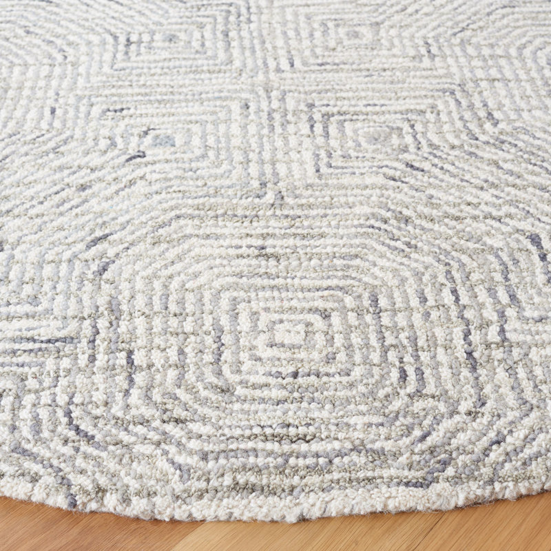 Deyoung Hand Tufted Wool Geometric Rug, Round 6'