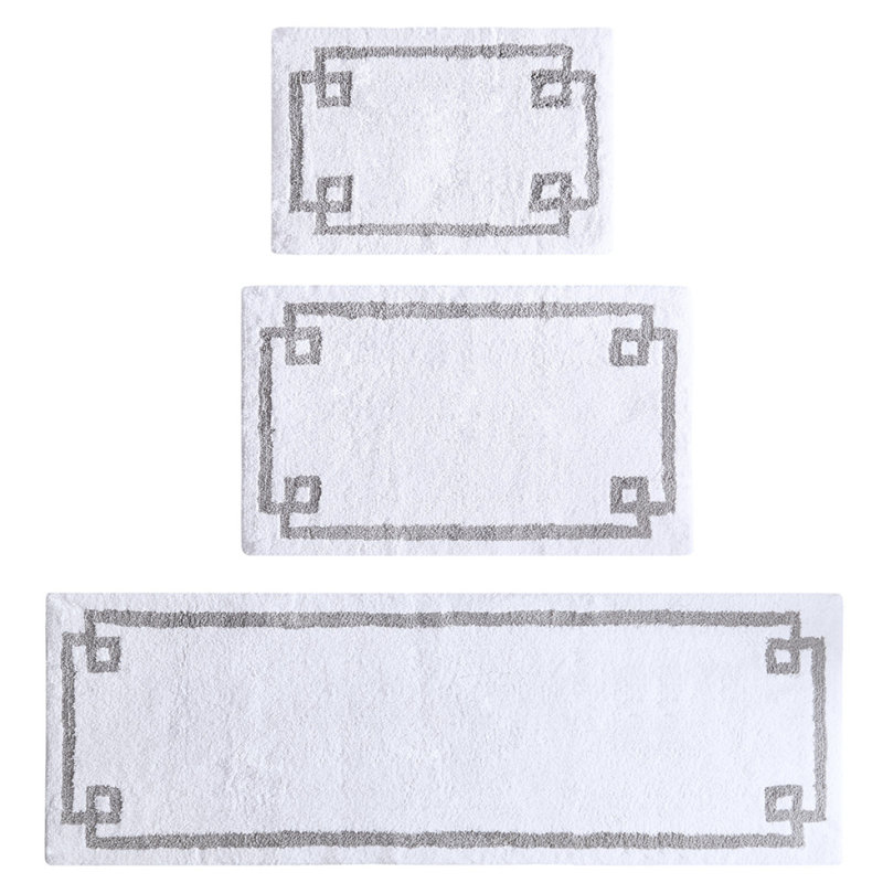 Cotton Tufted Bath Rug 20X30, White, Rectangle 1'8" x 2'6"