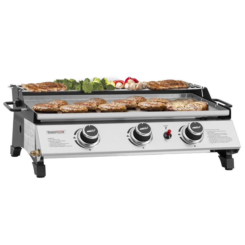 Plaque chauffante portative en acier inoxydable de 24 pouces avec support chauffant Royal Gourmet, argent