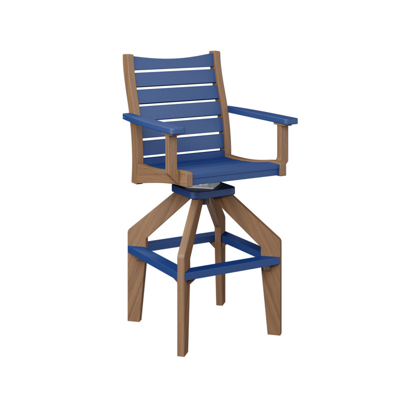 Très grand fauteuil pivotant Berlin Gardens Bristol, Acajou antique, Bleu pacifique