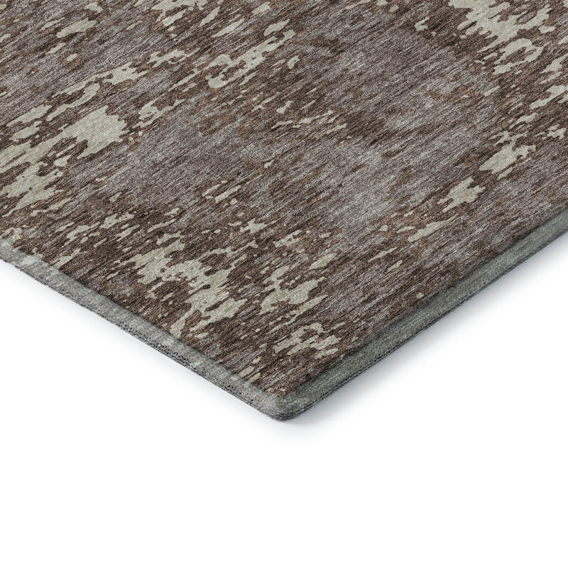 Premium Machine Washable Prisco Brown Rug, Rectangle 3' x 5'