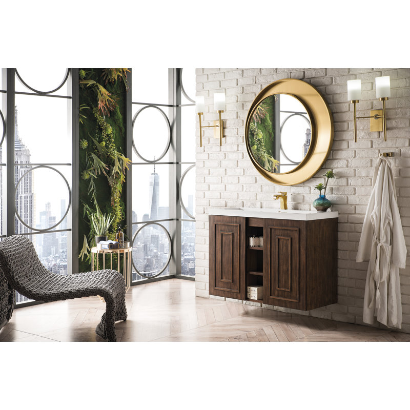 Meuble-lavabo simple l 39,5 po d'Alicante, Acacia mid-Century