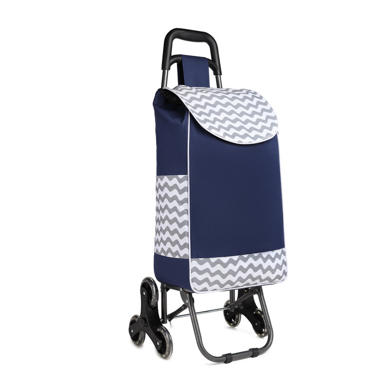 Large 6 Wheel Folding Insulated Shopping Trolley Mobility Stair Climb Cart Bag, Navy