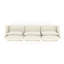 Trois places rembourrées en chenille beige, avec un design ergonomique, un coussin lombaire, une base en bois et des sièges confortables pour plusieurs pièces avec support, éponge élégante et haute résilience, modulaire