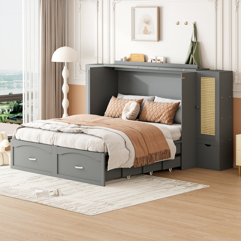 Lit escamotable Damarco, Grand, gris