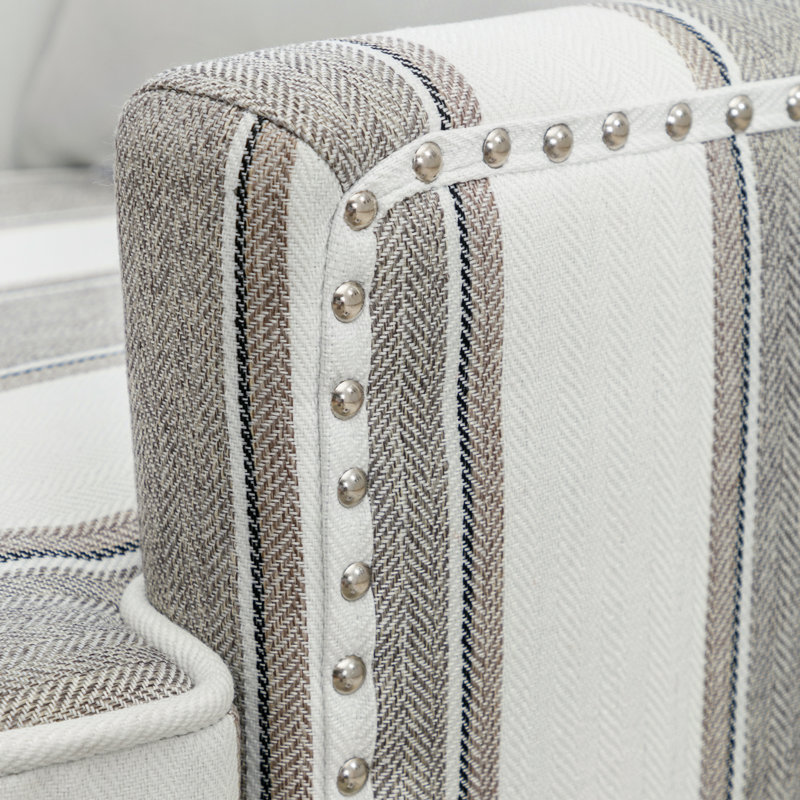 Arafa Upholstered Armchair, Gray/White Linen