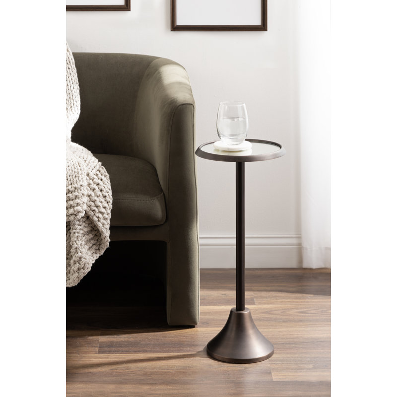 Table de bout Deanna, H 23 po x l 9 po x P 9 po, Base bronze / plateau en verre miroitant