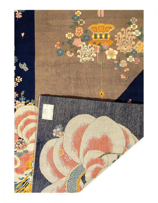 Design art déco chinois finement noué à la main 8 pi 2 po x 9 pi 11 po