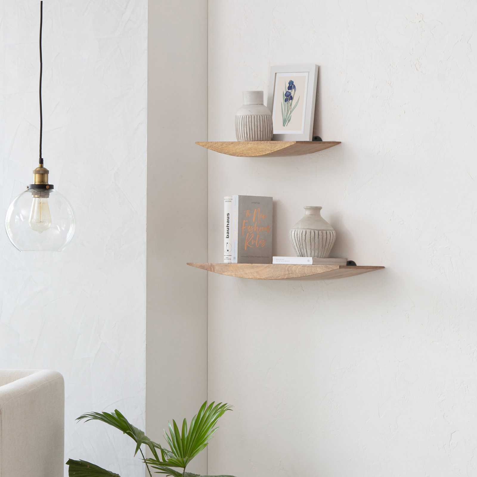 Oiva Set Of 2 Wall Mounted Shelves, Natural