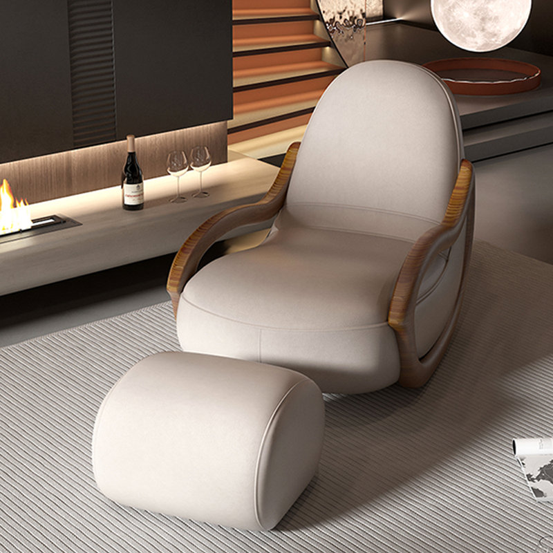 Chaise berçante avec repose-pieds Leisure, Beige