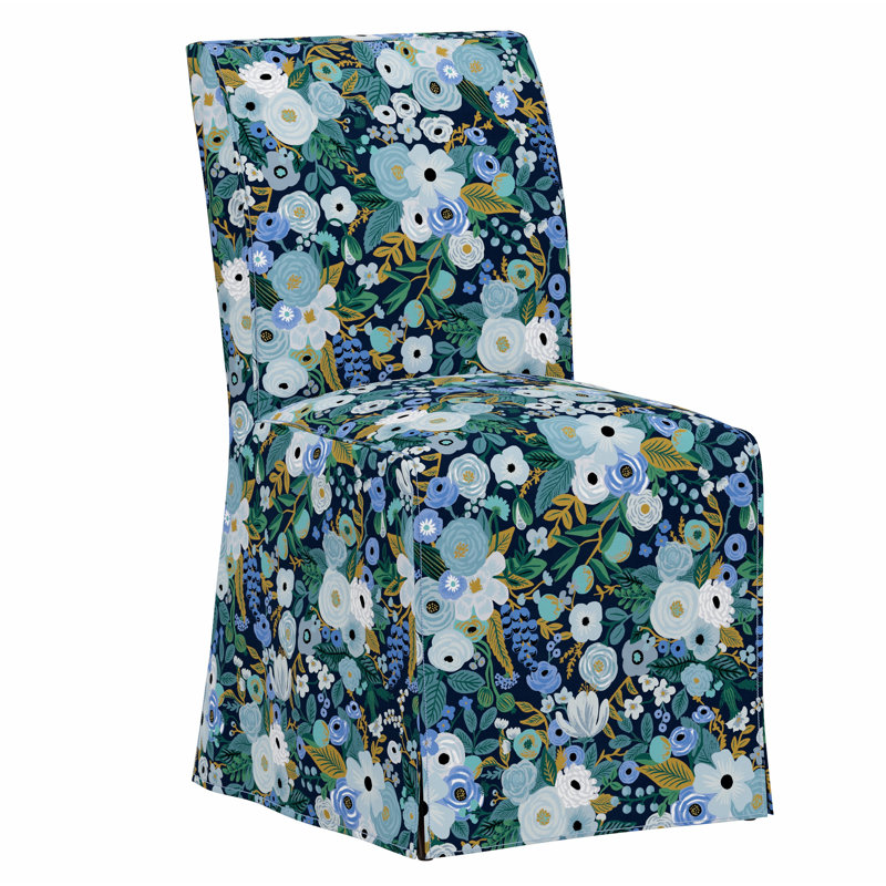 Frances Slipcover Dining Chair, Rpc Garden Party Blue Linen